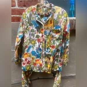 Frida Kahlo Print Cotton Pajama Set: Lightweight Night Suit